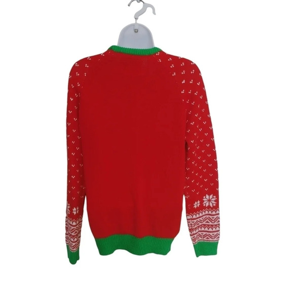 Urban Heritage  Happy Holiday Rudolph Christmas Sweater Red White Green XS - Picture 5 of 7